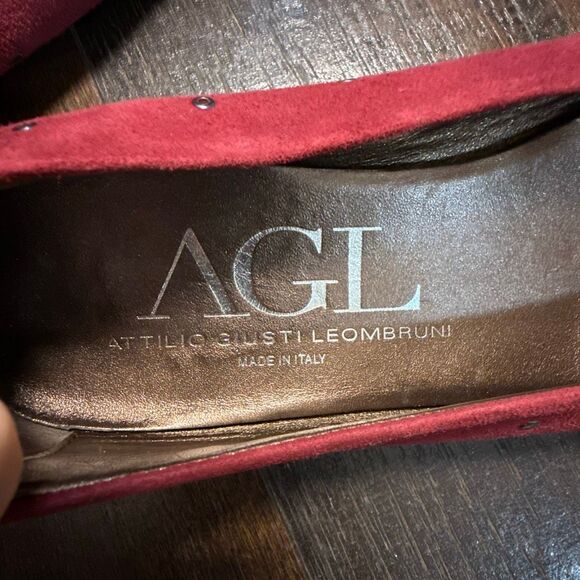 Attilio Giusti Leombruni (AGL) berry red suede ballet flats with metal embellish - Picture 8 of 9